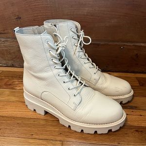 Sam Edelman Garret Platform Combat Boot, Modern Ivory Leather, Size 8.5 Women’s